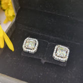 Asscher Cut CZ Moissanite Halo Stud Earrings in 925 Sterling Silver